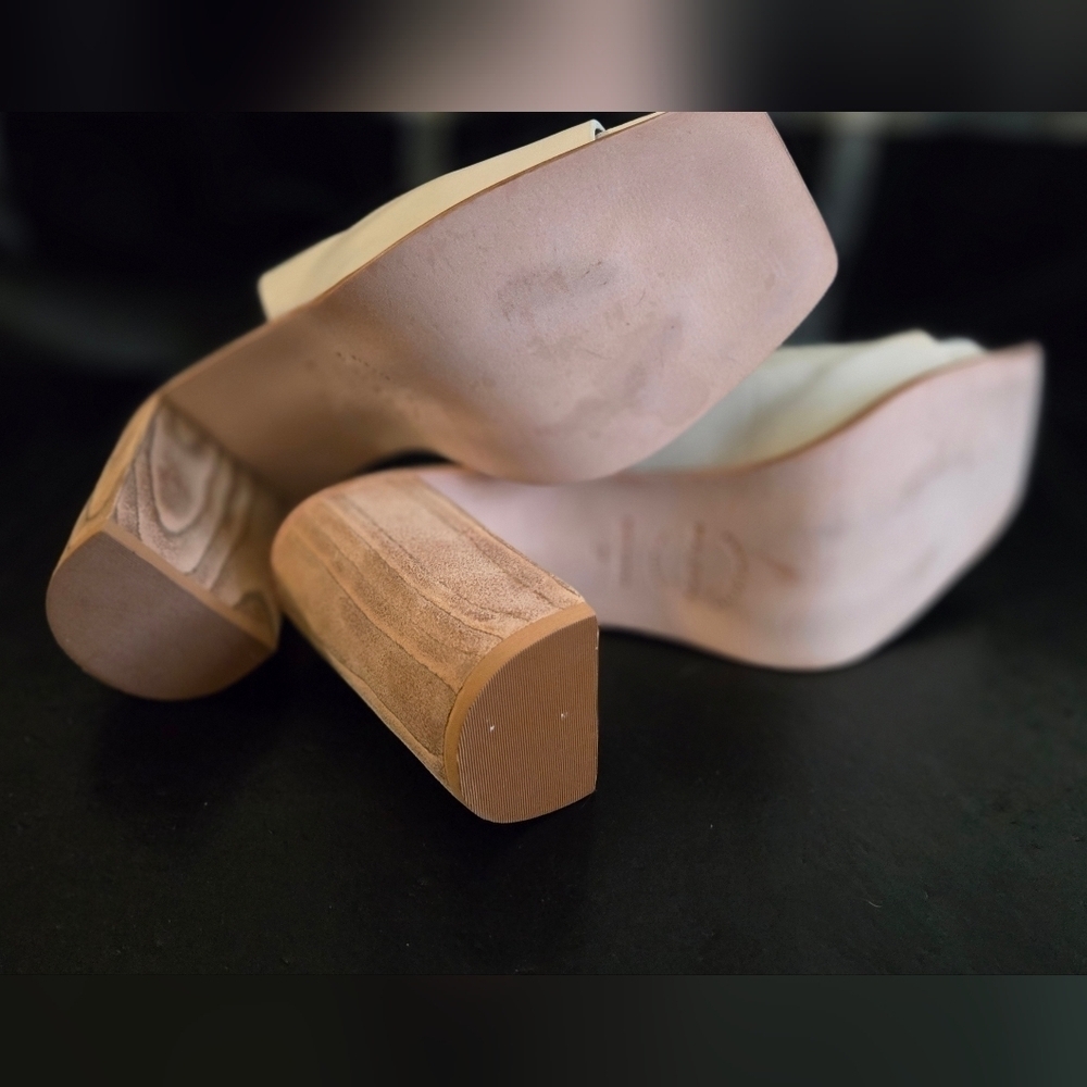 Wal & Pai Elegant White Women's Heel Mules Tan - Picture 7 of 8